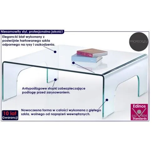 Fotografia Ława z giętego szkła kwadrat Silja z kategorii Ławy i stoliki