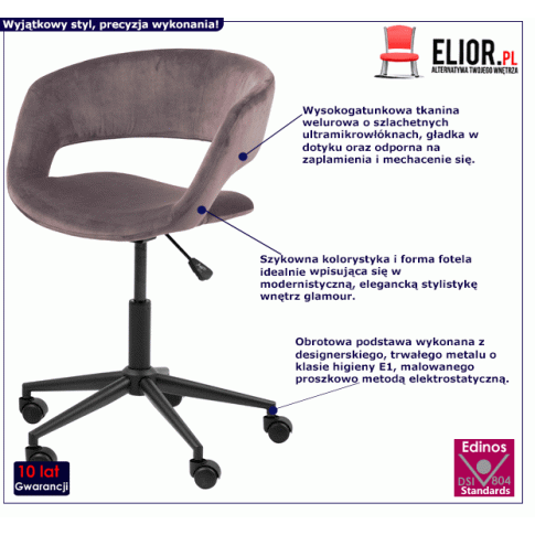 Różowy fotel obrotowy Marios miękki