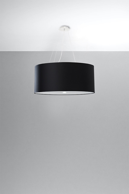 Czarny minimalistyczny żyrandol z okrągłym abażurem EX690-Otti