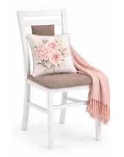 Białe drewniane krzesło tapicerowane - Restil w sklepie Edinos.pl