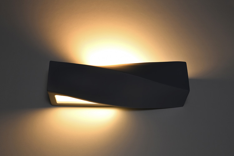 Czarny kinkiet spiralny z ceramiki wypalanej EX710-Danila