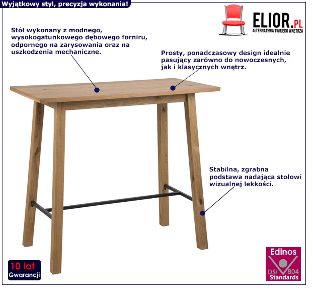 Wysoki stół barowy Nersi - do baru