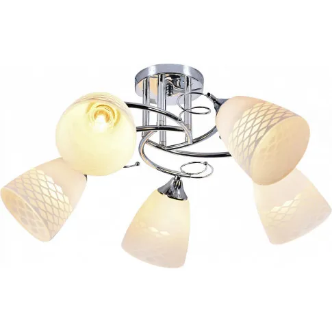 Srebrny elegancki żyrandol z pięcioma zdobionymi kloszami EX731-Irmo