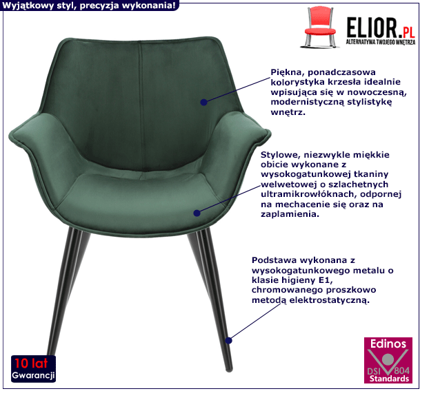 Tapicerowane krzesło Nollo 2X - zielone