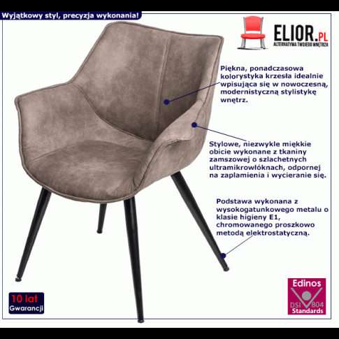 Zamszowe krzesło Nollo 3X brązowe