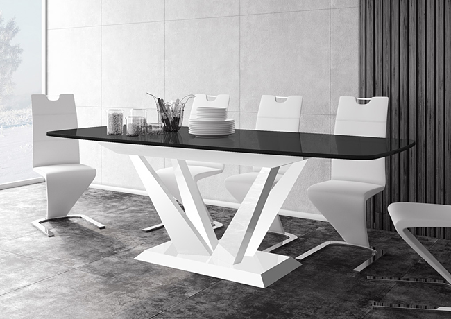 Designerski stół do salonu Orani - biało czarny