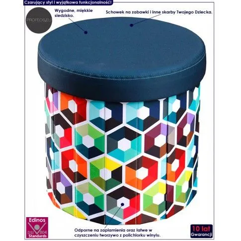 Fotografia Okrągła pufa Iwaria - niebieska w jednorożce z kategorii Pokój dziecięcy