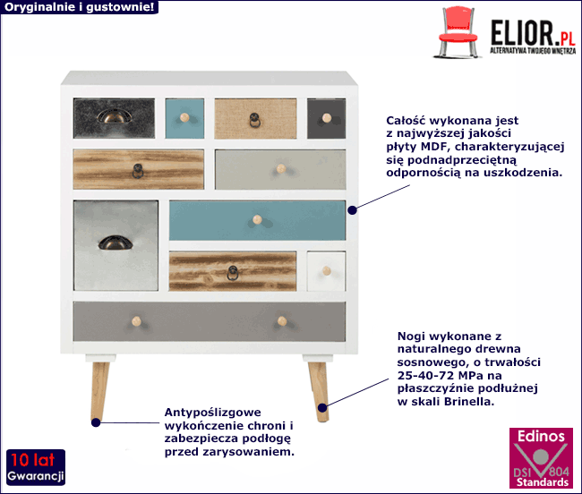 Biała komoda Almirs 5X