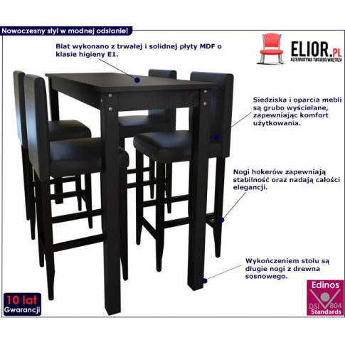 Nowoczesny stolik barowy z 4 krzesłami – Arsen 3X 89i