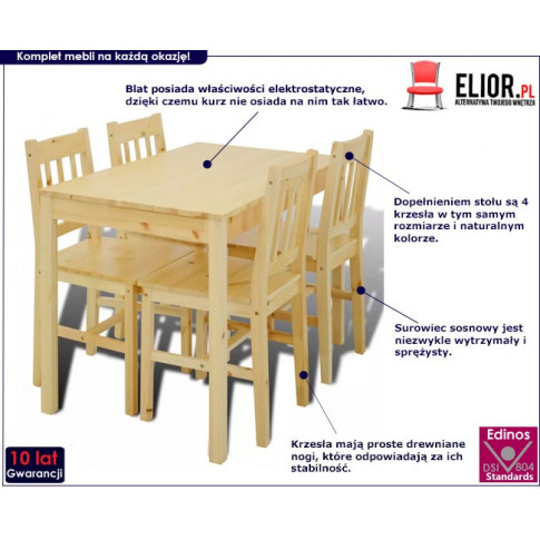 Drewniany zestaw stół i 4 krzesła – Ellen 11