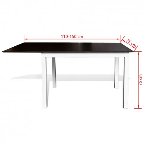 Szczegółowe zdjęcie nr 8 produktu Zestaw do jadalni: rozkładany stół i 6 krzeseł, biały i brązowy