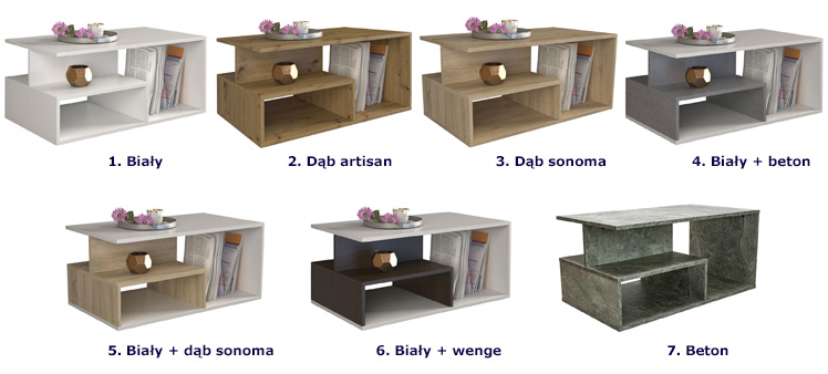 Prostokątny stolik kawowy Cliper w kolorze dąb sonoma z półkami