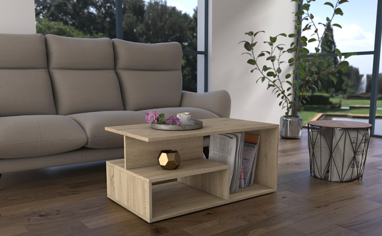 Ława kawowa Cliper w kolorze dąb sonoma z półkami