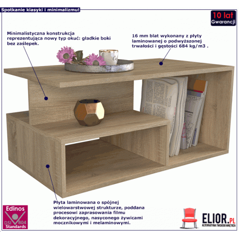 Nowoczesny stolik kawowy z półkami Keero