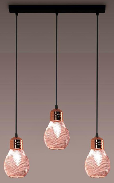 Czarno-pomarańczowa potrójna lampa wisząca EX782-Lilis w stylu industrialnym