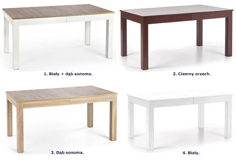 Biały minimalistyczny stół Daniels z funkcją rozkładania blatu