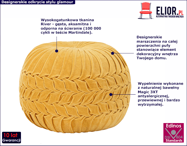 Żółta pufa tapicerowana