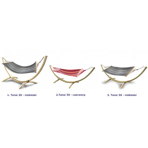 Dostępne wersje kolorystyczne i rozmiarowe hamaka Tansi