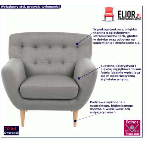 Szary fotel Marlos tapicerowany