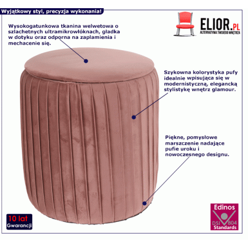 Różowa pufa Nafia welwetowa