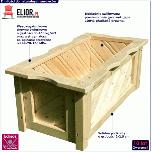 Drewniana prostokatna donica ogrodowa Loria