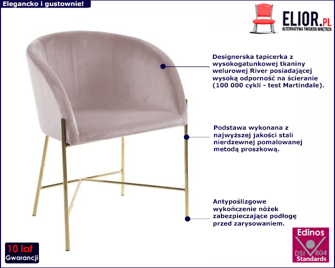 Różowe krzesło Radida 4X