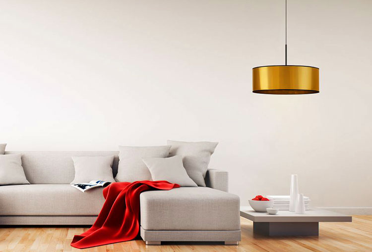 Elegancki żyrandol wiszący EX874-Maldi ze złotym abażurem