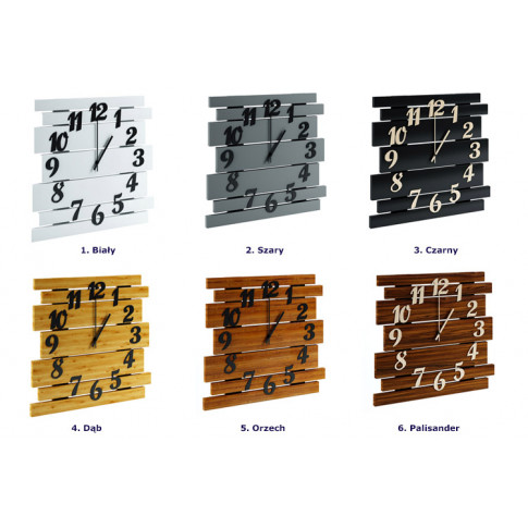 Warianty kolorystyczne drewnianego zegara ściennego Samar
