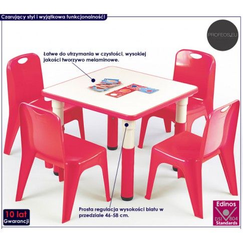 Fotografia Kwadratowy stolik dziecięcy Hipper - czerwony z kategorii Pokój dziecięcy
