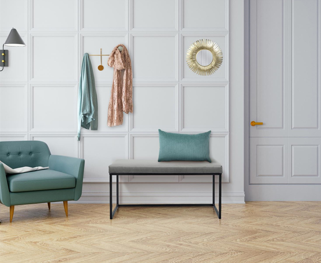 Stylowa ławka szara Beva - do przedpokoju