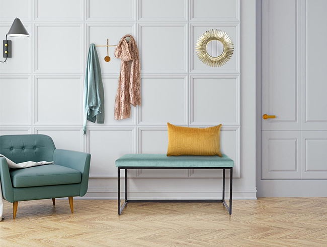 Niebieskie siedzisko Beva - z weluru