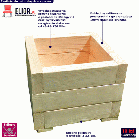 Kwadratowa donica ogrodowa drewniana Narina