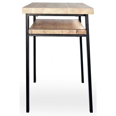 Czarne biurko loftowe Solido z drewnianym blatem