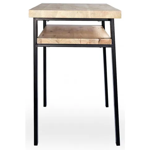 Czarne biurko loftowe Solido z drewnianym blatem