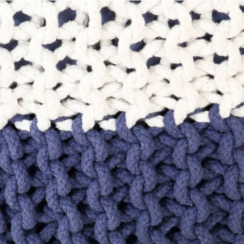 Biało niebieska pufa do siedzenia Iwor 