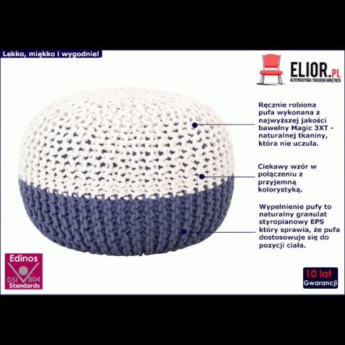 Biało niebieska pufa Iwor 