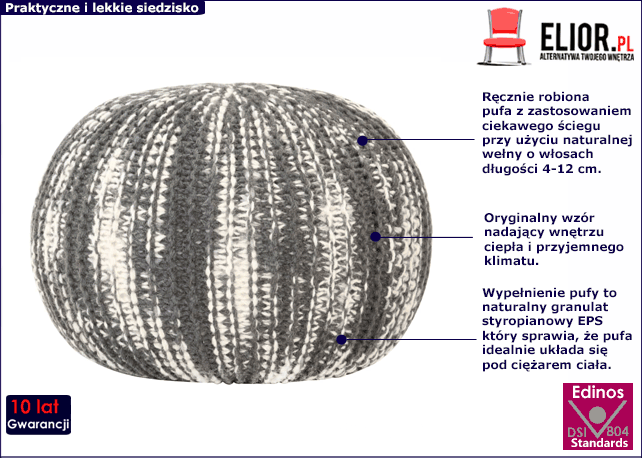 Okrągła niebiesko-biała pufa Reos 2X