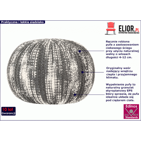 Szaro biała pufa Hatino 2X