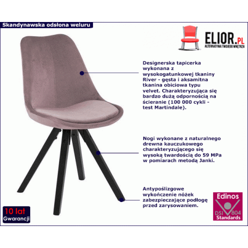 Różowe krzesło z czarną podstawą Besso 2X