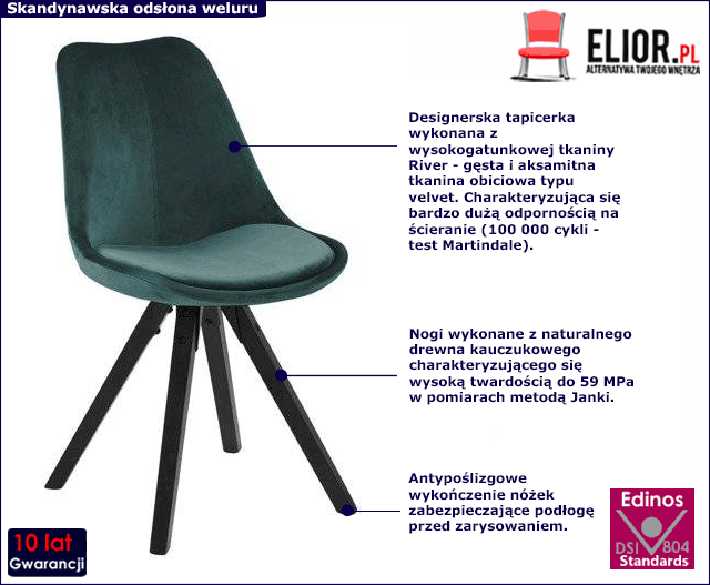 Zielone krzesło welurowe Dozi 2X