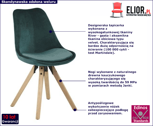 Butelkowo zielone krzesło welurowe Dozi 2X