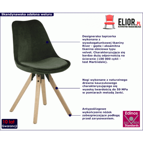 Zielone krzesło z dębową podstawą Besso 2X