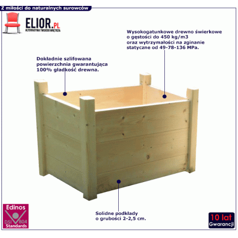 Drewniana prostokatna donica ogrodowa Umbra