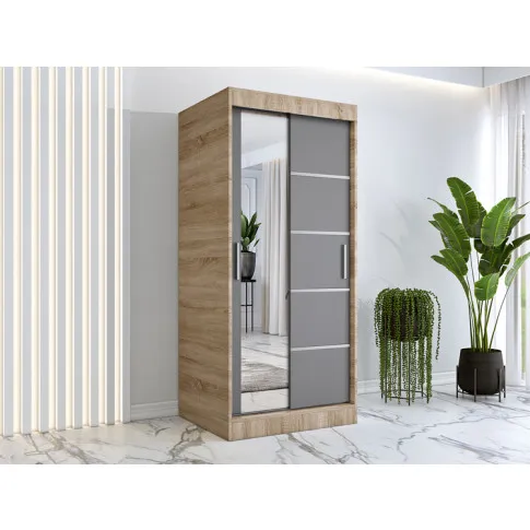 Wizualizacja aranżacji z wykorzystaniem szafy dąb sonoma antracyt Felix 2X