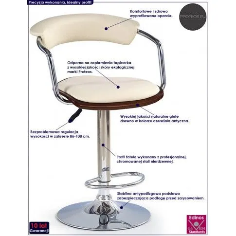 Fotografia Hoker obrotowy z oparciem Edwin - kremowy z kategorii Hokery