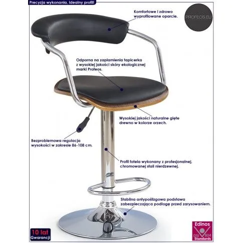 Fotografia Hoker barowy z oparciem Edwin - czarny z kategorii Hokery