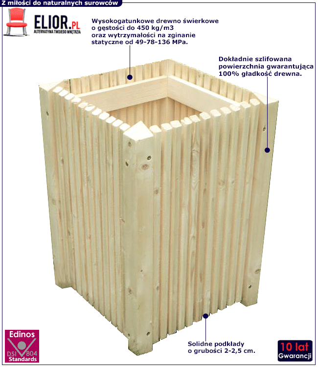 Nowoczesna wysoka drewniana donica ogrodowa Laben