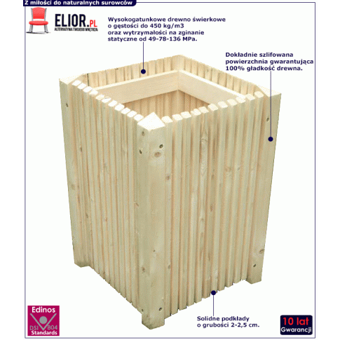 Drewniana donica ogrodowa wysoka Sonata