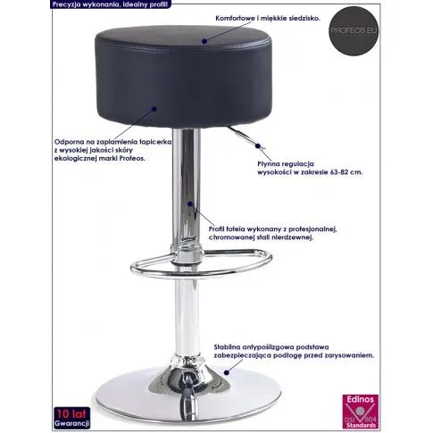 Fotografia Okrągły hoker obrotowy Levia - czarny z kategorii Hokery