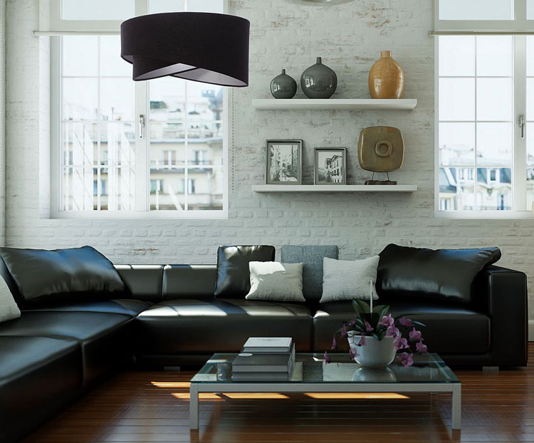 Welurowa lampa wisząca z asymetrycznym abażurem EX973-Villy